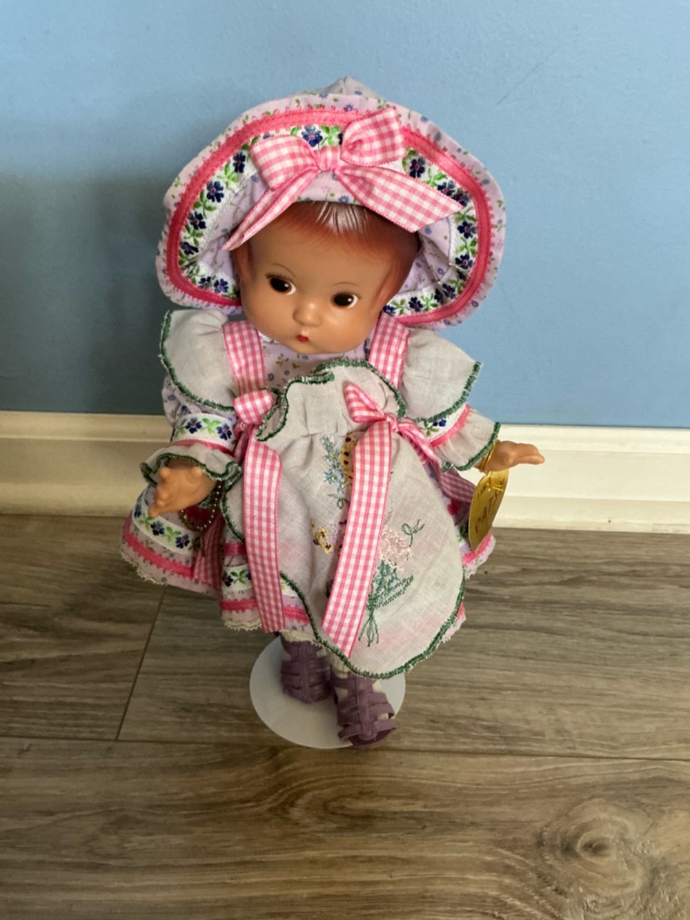 Vintage Effanbee Garden Party Patsy Joan Doll w/stand, Hang Tag & Charm